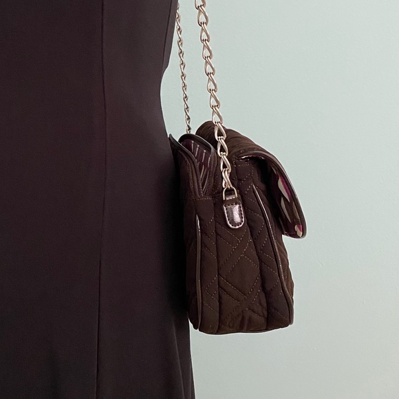 Vera Bradley Quilted microfiber Espresso Shoulder Crossbody EUC - Picture 9 of 9